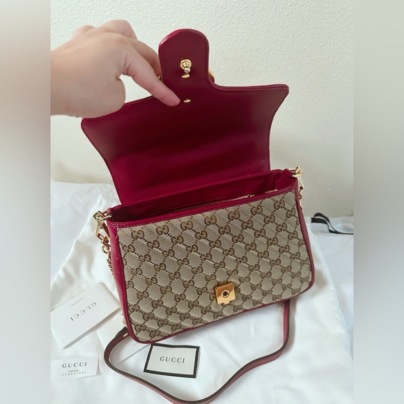 Gucci Canvas Marmont Top Handle Flap Closure Bag - Picture 2 of 9